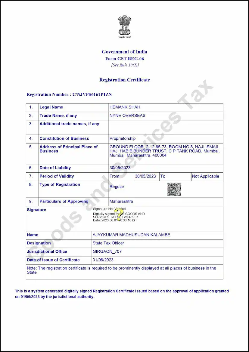 GST Certificate